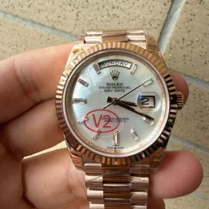 202606231118 (1) Rolex Day Date 228235 RG 40mm Gain Weight MOP Dial T Diamond President Bracelet Super Clone 3255
